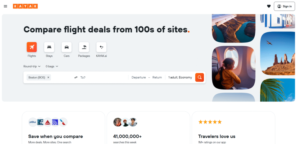 KAYAK Landing Page